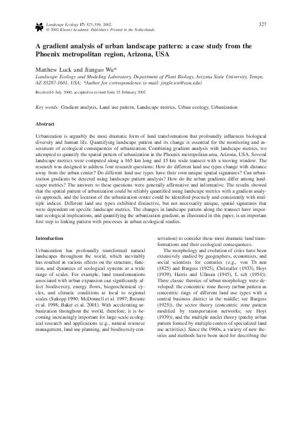 (PDF) A gradient analysis of urban landscape pattern: a case study from ...