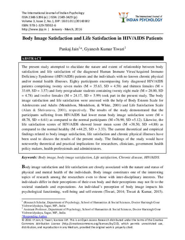 (PDF) Body Image Satisfaction and Life Satisfaction in HIV/AIDS Patients