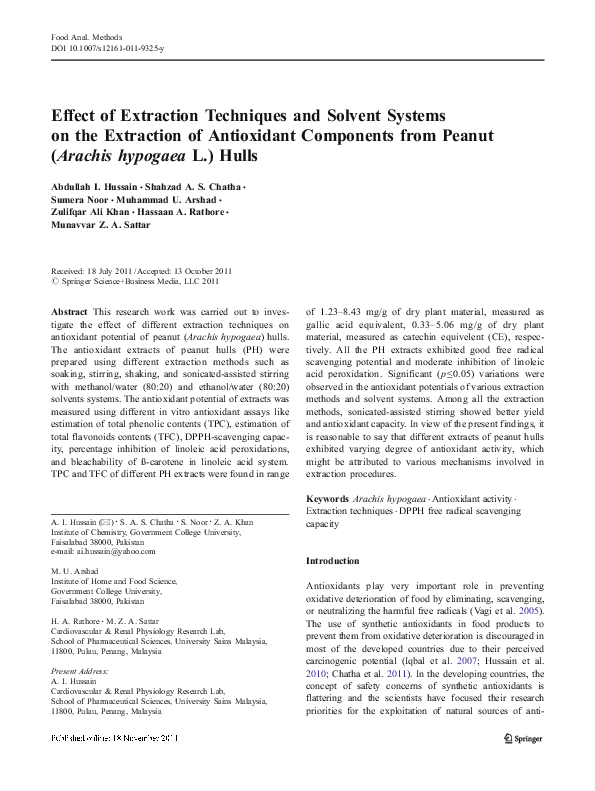 (PDF) Effect of Extraction Techniques and Solvent Systems on the ...