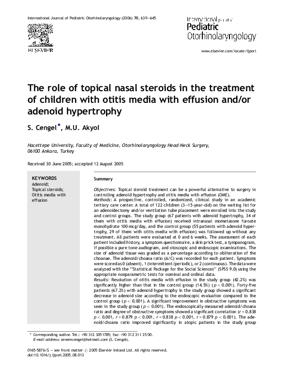 (PDF) The role of topical nasal steroids in the treatment of children