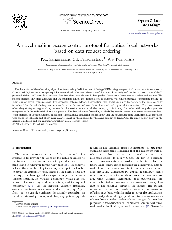 (PDF) A novel medium access control protocol for optical local networks ...