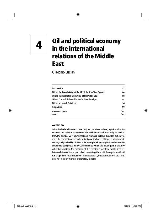 (PDF) Oil and political economy in the international relations of the Middle East