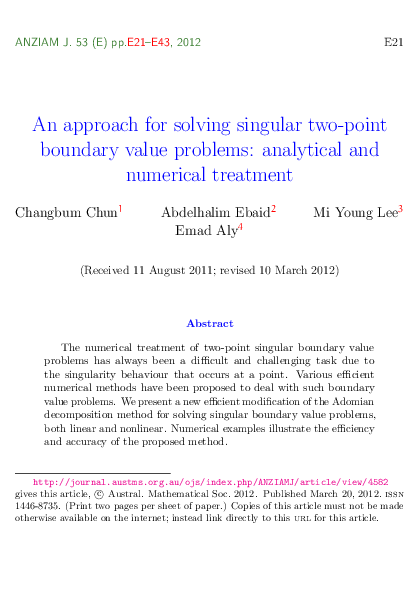 (PDF) An approach for solving singular two point boundary value ...