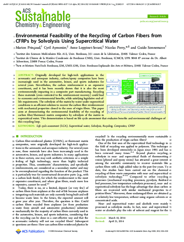 (PDF) Environmental Feasibility of the Recycling of Carbon Fibers from ...
