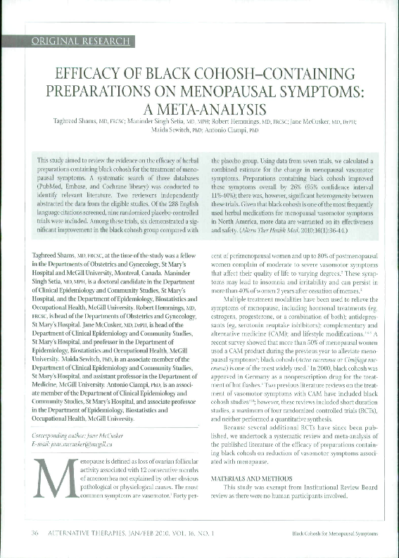 (PDF) Efficacy of black cohoshcontaining preparations on menopausal