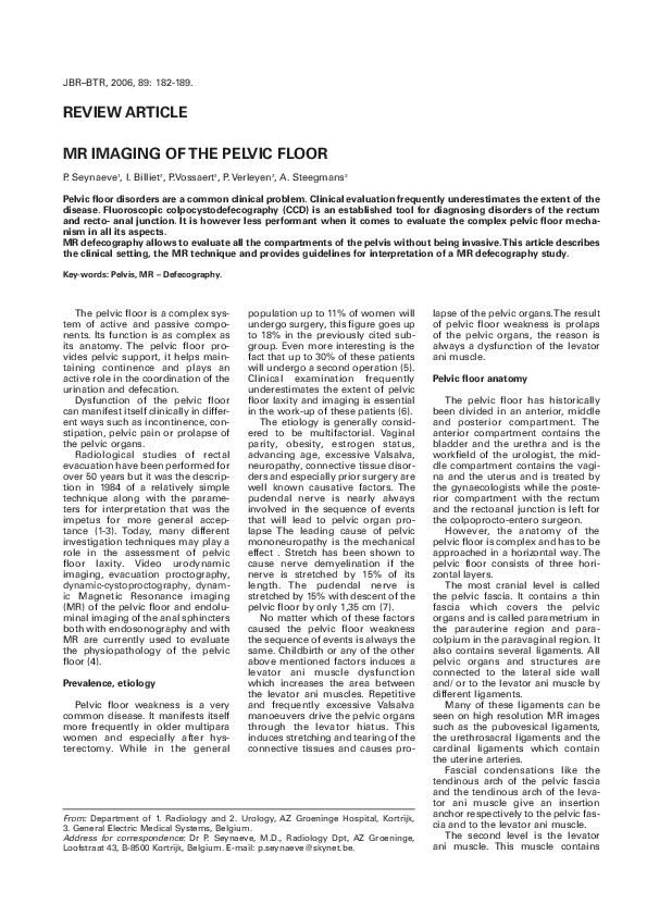 (PDF) MR imaging of the pelvic floor