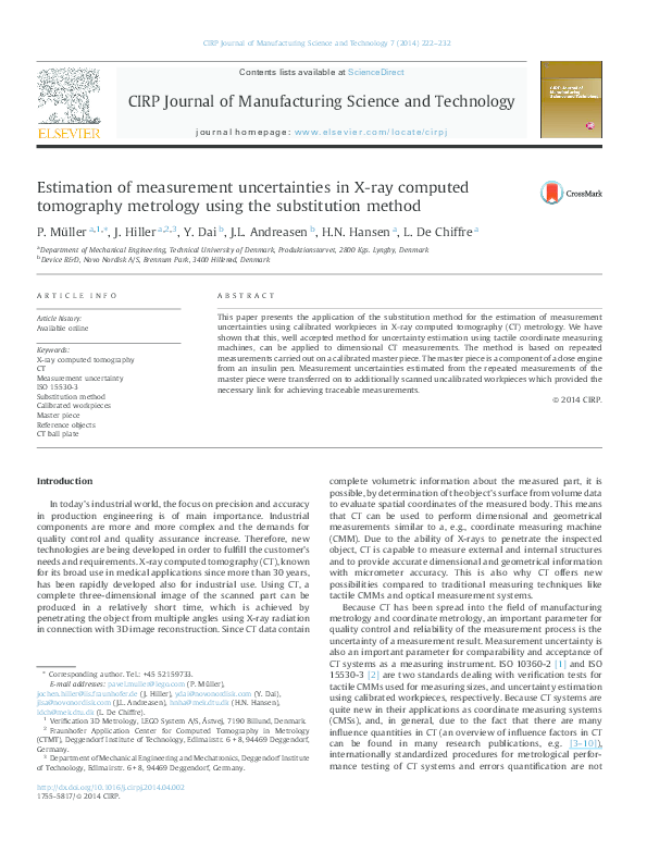 (PDF) Estimation of measurement uncertainties in X-ray computed ...