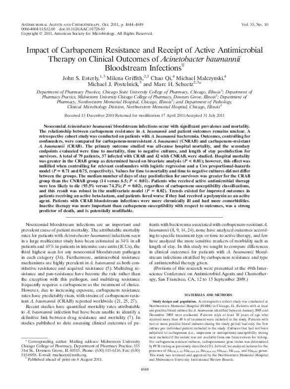 (PDF) Impact of Carbapenem Resistance and Receipt of Active ...