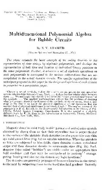 (PDF) Multidimensional Polynomial Algebra for Bubble Circuits