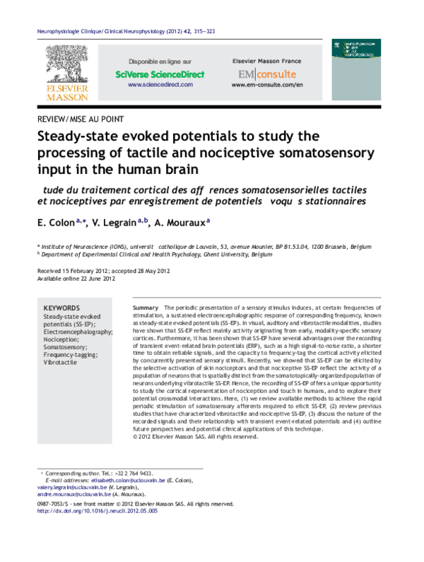 (PDF) Steady-state evoked potentials to study the processing of tactile ...
