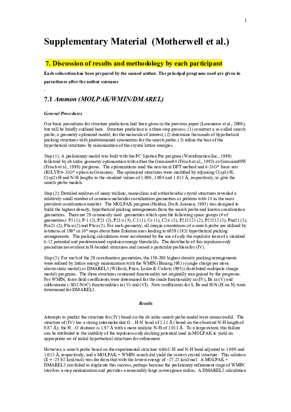 PDF) Crystal structure prediction of small organic molecules: a