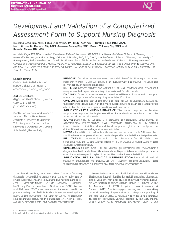 (PDF) Development and Validation of a Computerized Assessment Form to ...