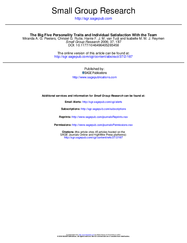(PDF) The Big Five Personality Traits and Individual Satisfaction With ...