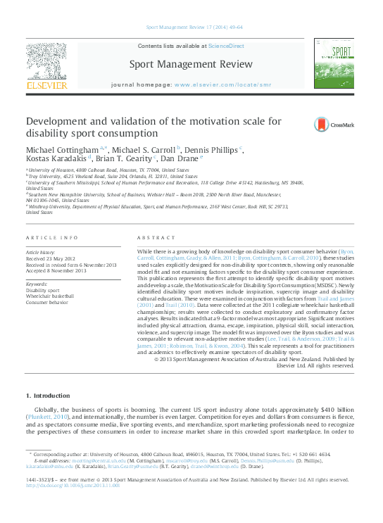 (PDF) Development and validation of the motivation scale for disability ...