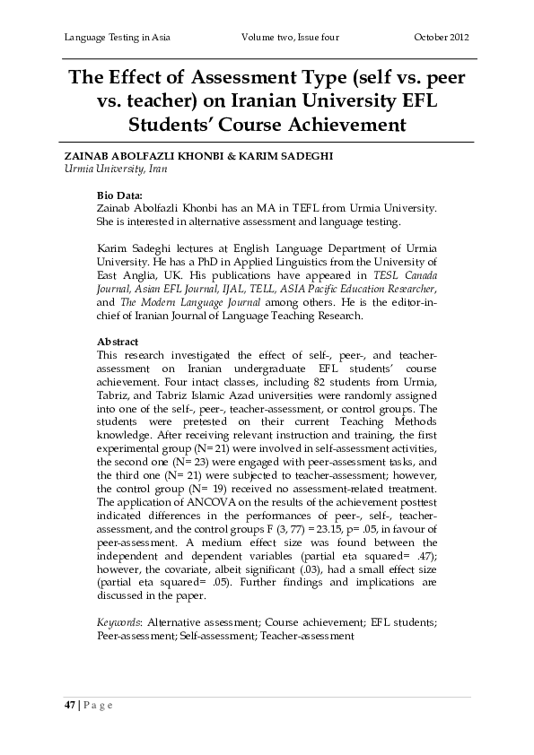 (PDF) The Effect of Assessment Type (Self Vs. Peer) on Iranian ...