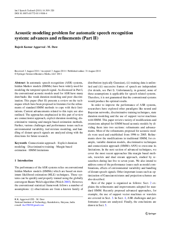 (PDF) Acoustic modeling problem for automatic speech recognition system ...