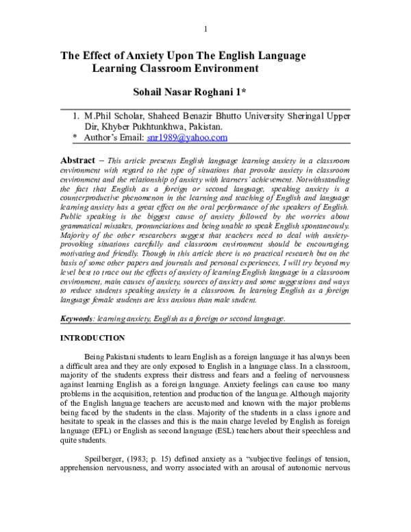 (DOC) The Effect of Anxiety Upon The English Language Learning ...