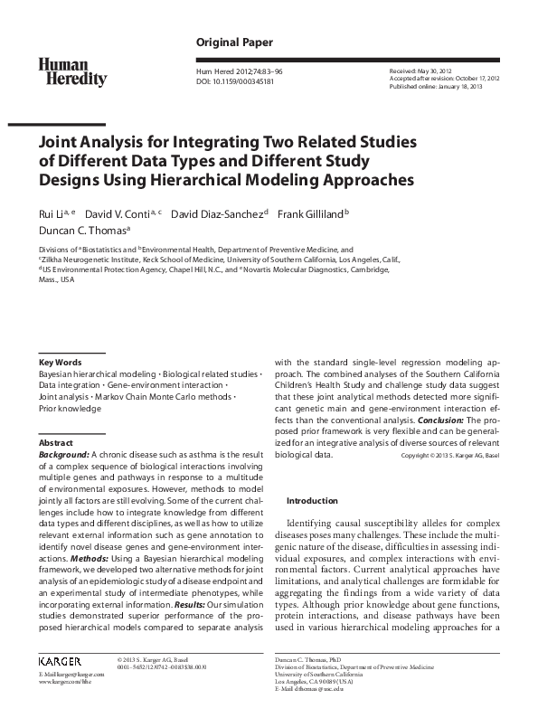 (PDF) Joint Analysis for Integrating Two Related Studies of Different ...