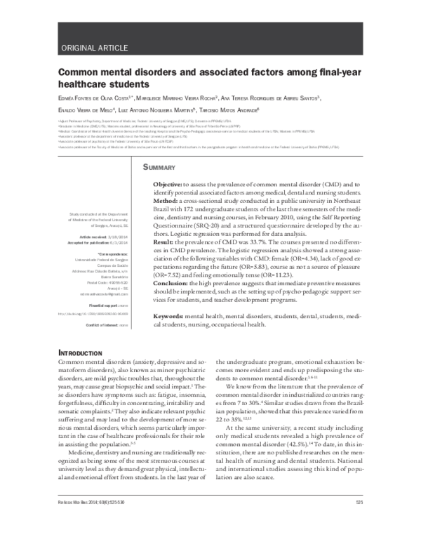 (PDF) Common mental disorders and associated factors among final-year ...