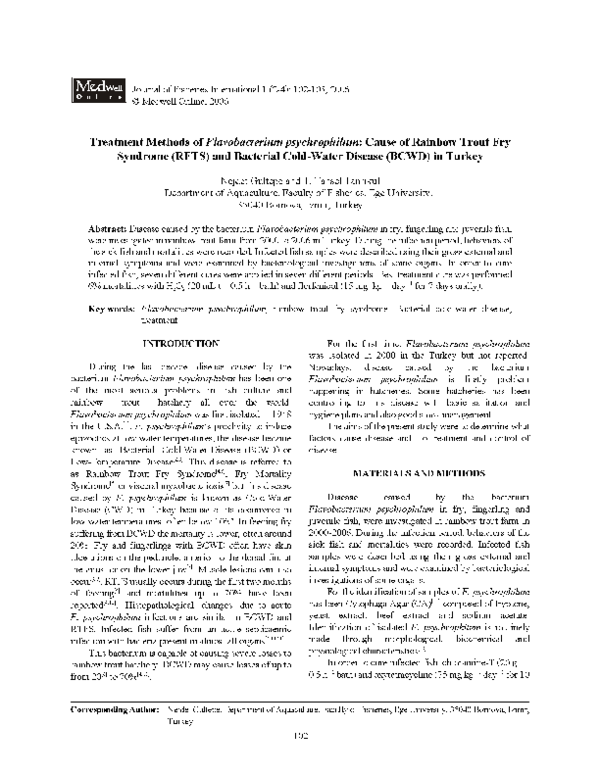 (PDF) Treatment methods of Flavobacterium psychrophilum Cause of ...