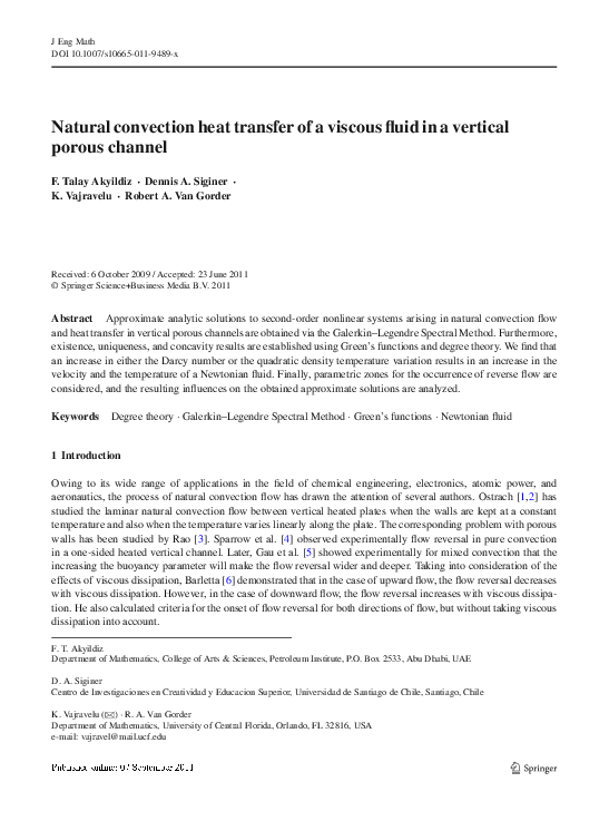 (PDF) Natural convection heat transfer of a viscous fluid in a vertical ...