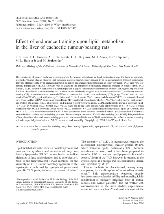 (PDF) Effect of endurance training upon lipid metabolism in the liver ...