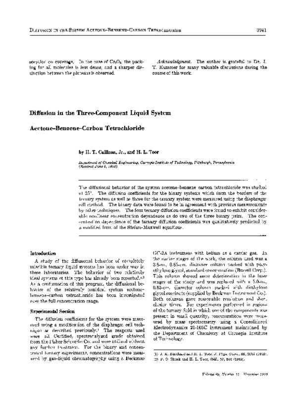 (PDF) Diffusion in the Three-Component Liquid System Acetone-Benzene ...