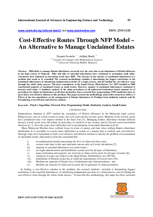 (PDF) Cost-Effective Routes Through NFP Model – An Alternative to ...