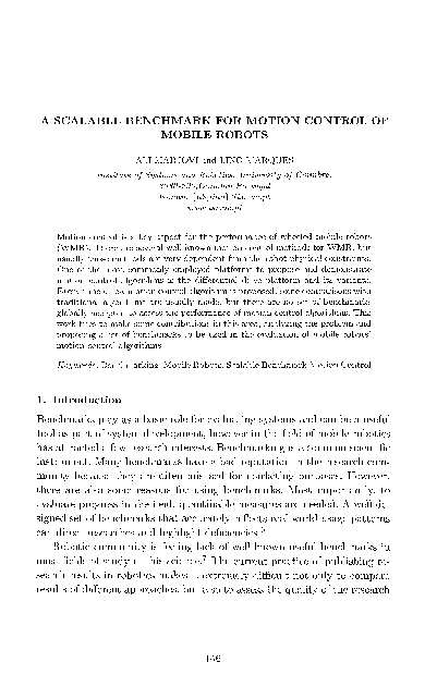 (PDF) A SCALABLE BENCHMARK FOR MOTION CONTROL OF MOBILE ROBOTS