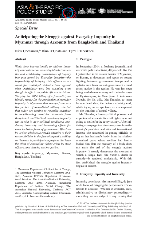 (PDF) Anticipating the Struggle against Everyday Impunity in Myanmar ...