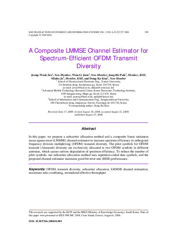 (PDF) A Composite LMMSE Channel Estimator for Spectrum-Efficient OFDM ...