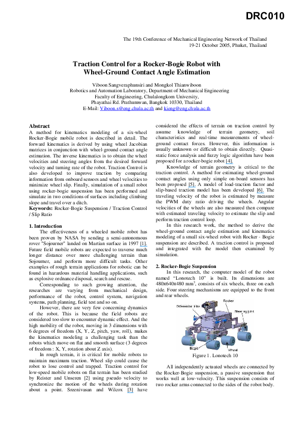 (PDF) Traction Control for a Rocker-Bogie Robot with Wheel-Ground ...