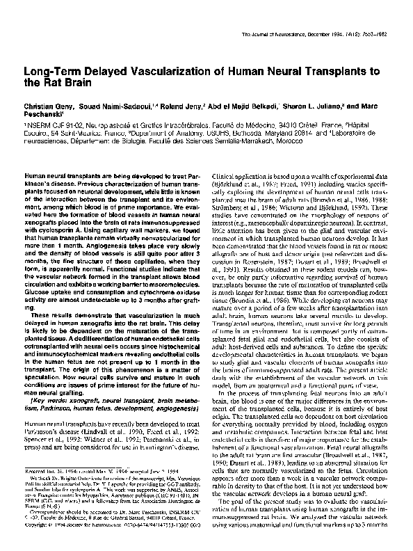 (PDF) Long-term delayed vascularization of human neural transplants to ...