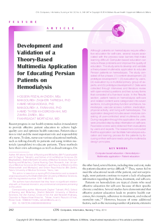 (PDF) Development and Validation of a Theory-Based Multimedia ...