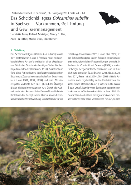 (PDF) Das Scheidenblütgras Coleanthus subtilis in Sachsen – Vorkommen ...