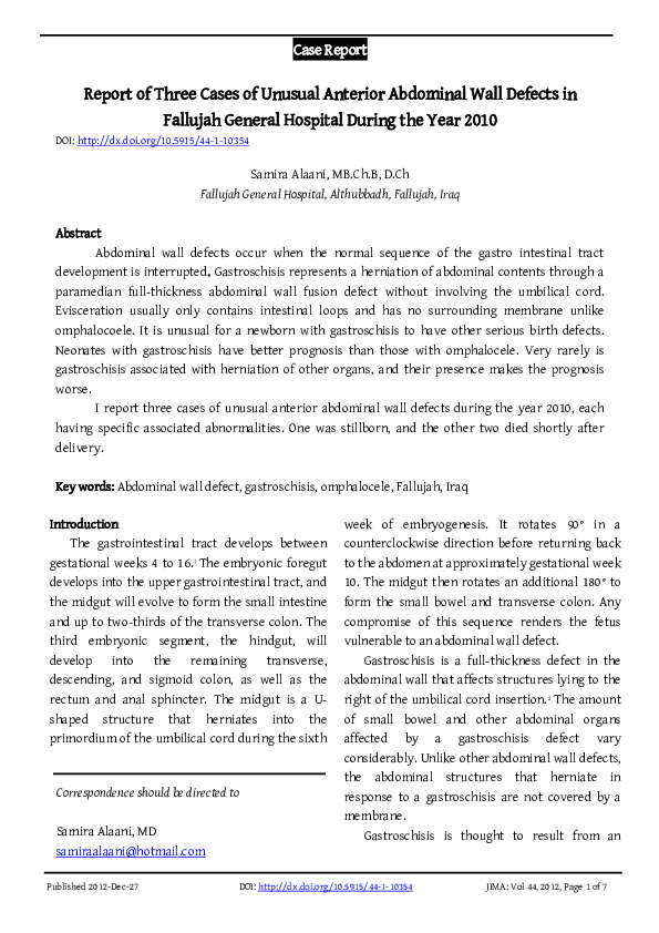 (PDF) Report of Three Cases of Unusual Anterior Abdominal Wall Defects ...