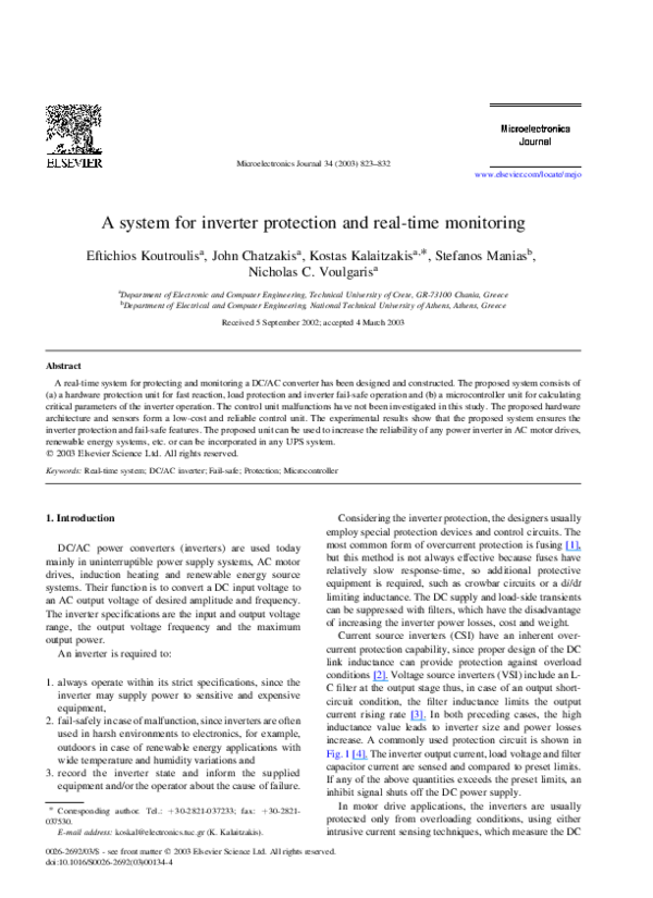 (PDF) A system for inverter protection and real-time monitoring