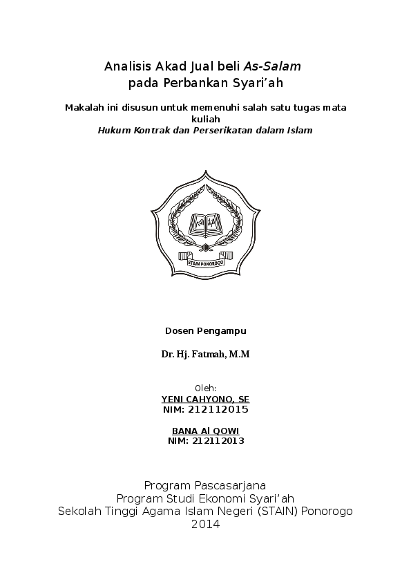 Doc Analisis Akad Salam Pada Bank Syariah Om Cahyo Academia Edu