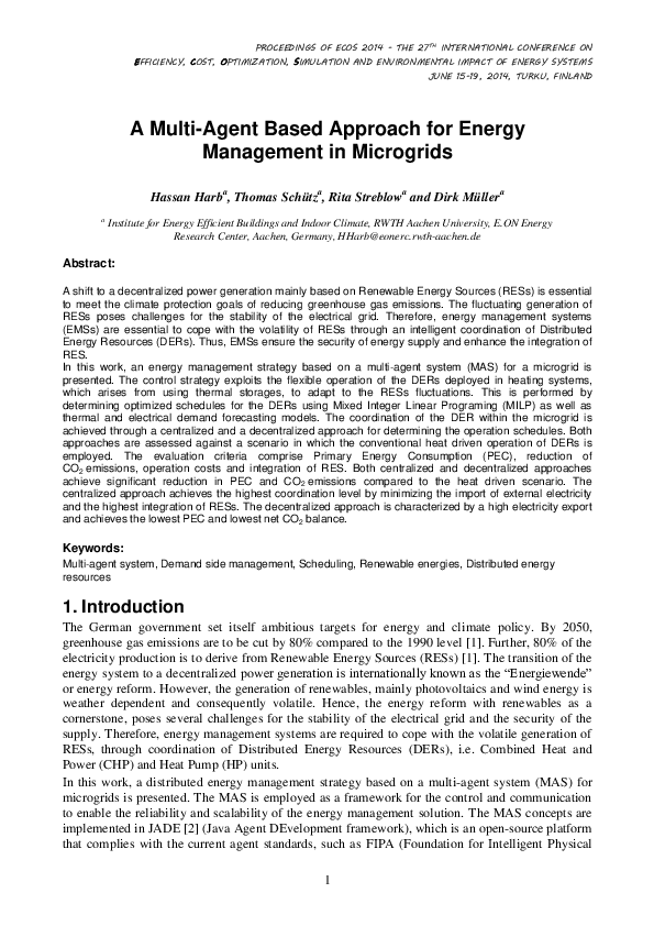 (PDF) Intelligent Control of Battery Energy Storage for MultiAgent
