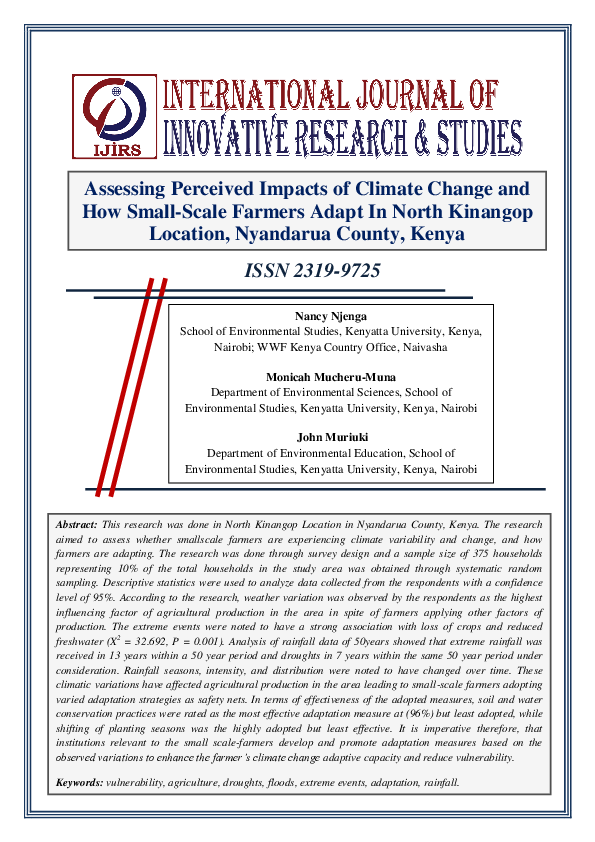 (PDF) Assessing perceived impacts of climate change and how small scale ...