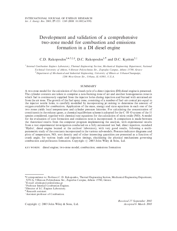 (PDF) Development and validation of a comprehensive two-zone model for ...