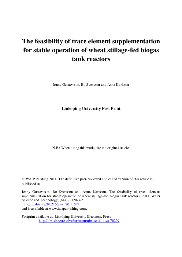 (PDF) The feasibility of trace element supplementation for stable ...