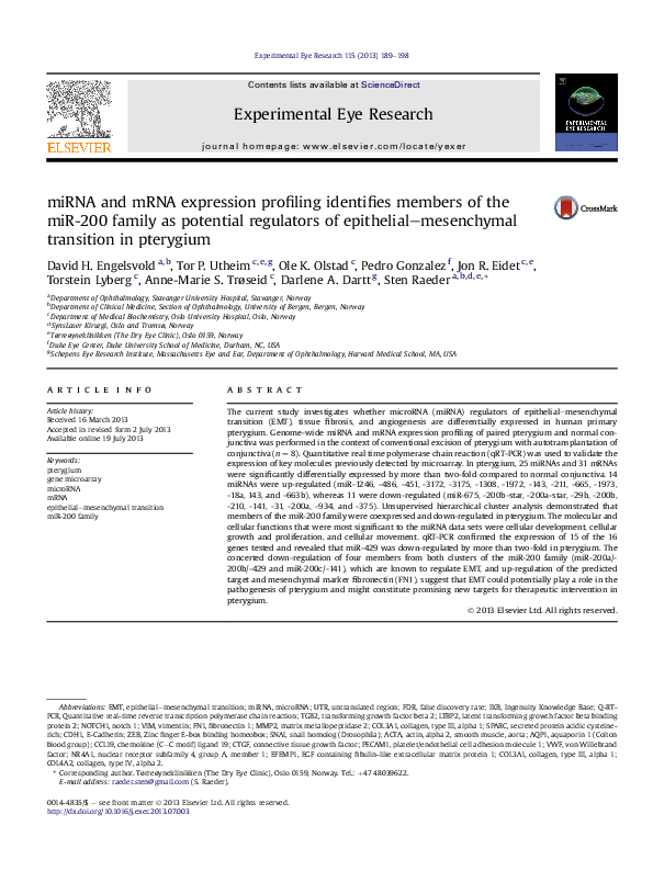 (PDF) miRNA and mRNA expression profiling identifies members of the miR ...