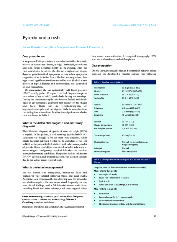 (PDF) Pyrexia and a rash