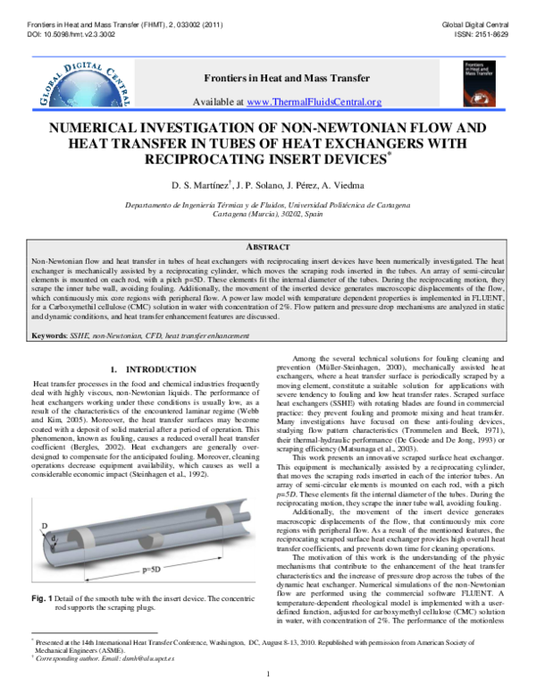 (PDF) Numerical investigation of non-newtonian flow and heat transfer ...