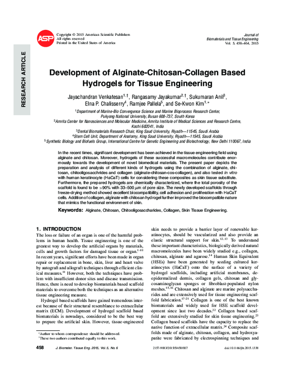 (PDF) Development of Alginate-Chitosan-Collagen Based Hydrogels for ...