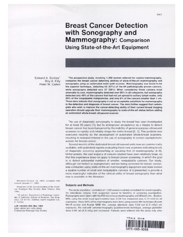 (PDF) Breast cancer detection with sonography and mammography ...