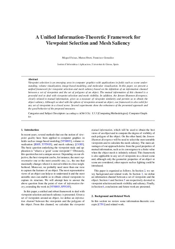(PDF) A unified information-theoretic framework for viewpoint selection ...
