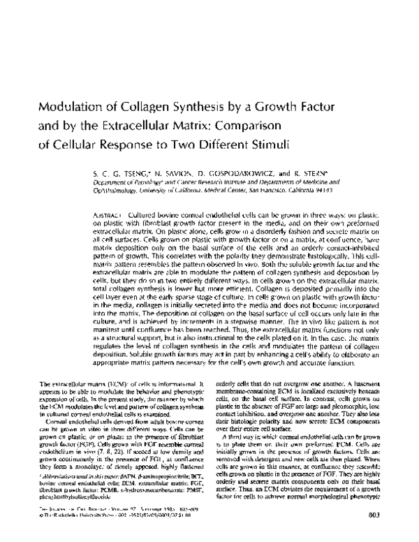 (PDF) Modulation of collagen synthesis by a growth factor and by the ...