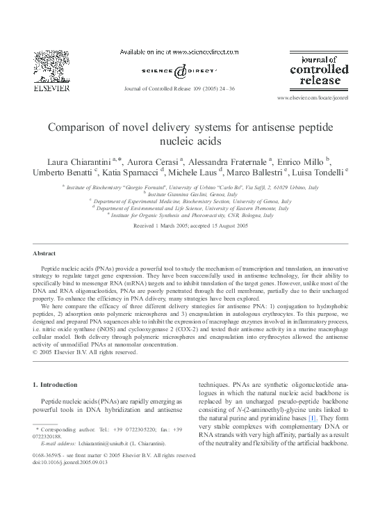 (PDF) Comparison of novel delivery systems for antisense peptide ...